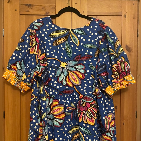 Mixed Floral / Polka Dot Puff Sleeve Midi Dress. Tabitha Brown 2022 limited - Picture 2 of 4